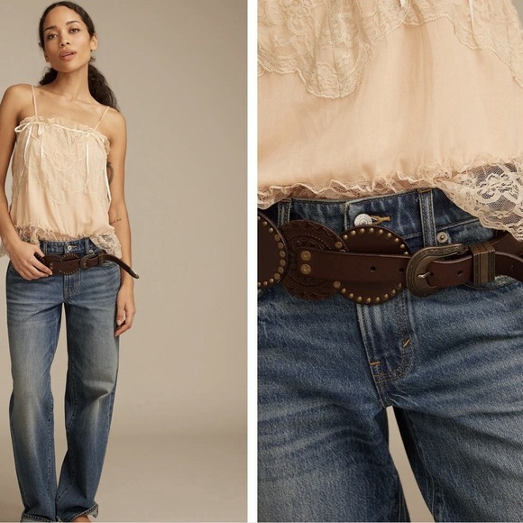 Lucky Brand Women\'s Size‎ Small Studded Genuine Leather Brown Festival Belt NWT main image 8